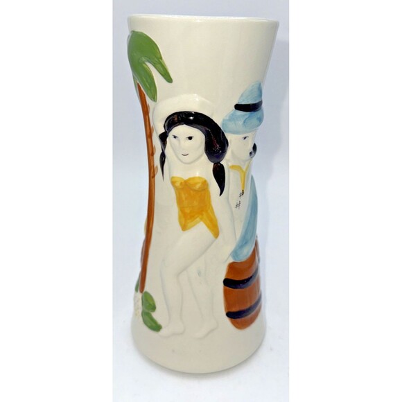 Vintage Sail With Harvey's Hula Girl Tiki Bar Mug/Cup/Vase Lake Tahoe 8.5” - Picture 1 of 13